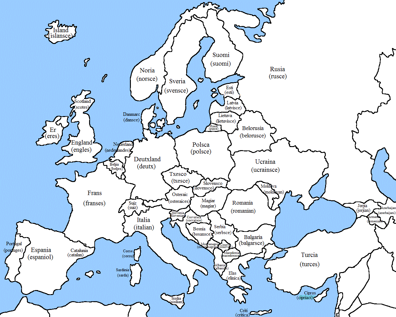 world map outline with country names